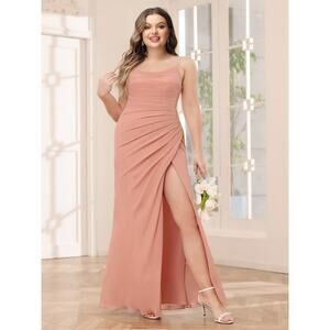 NWT LAVETIR Mauve Pink Dusty Rose Mermaid Bridesmaid Chiffon Dress Gown Sz 8